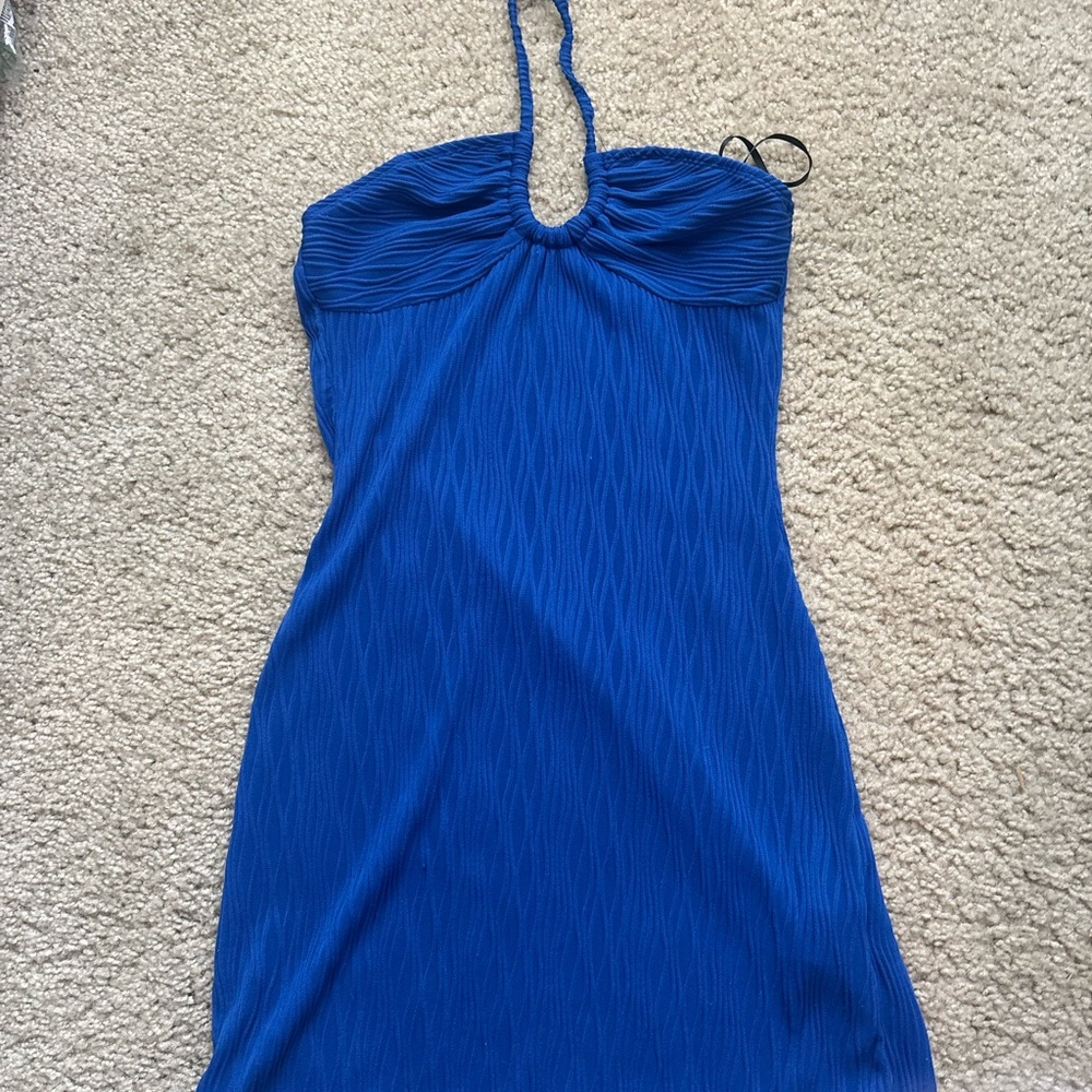 SHEIN Strapless Blue Dress